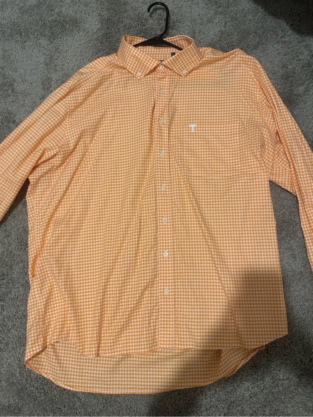 Turtelson Men's 3xl Orange Gingham Button-Down Shirt university of Tennessee